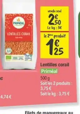 Les Comptoirs de la Bio PRIMÉAL Lentilles corail offre