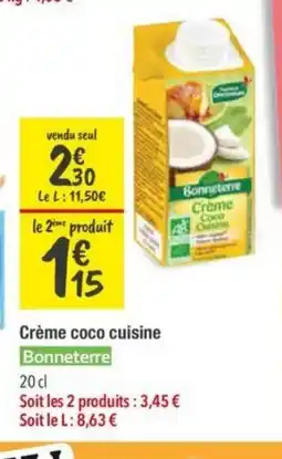 Les Comptoirs de la Bio BONNETERRE Crème coco cuisine offre