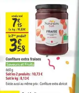 Les Comptoirs de la Bio SAVEURS ET FRUITS Confiture extra fraises offre