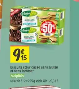 Les Comptoirs de la Bio VALPIBIO Biscuits cœur cacao sans gluten et sans lactose offre