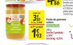 Les Comptoirs de la Bio MAMIE BIO Purée de pommes nature offre