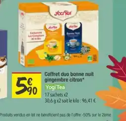 Les Comptoirs de la Bio YOGI TEA Coffret duo bonne nuit gingembre citron offre