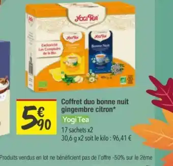 Les Comptoirs de la Bio YOGI TEA Coffret duo bonne nuit gingembre citron offre