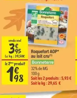 Les Comptoirs de la Bio BONNETERRE Roquefort AOP au lait cru offre