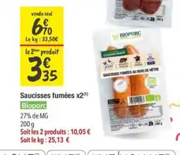 Les Comptoirs de la Bio BIOPORC Saucisses fumées x2 offre
