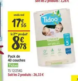 Les Comptoirs de la Bio TIDOO Pack de 40 couches offre