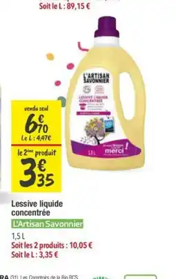 Les Comptoirs de la Bio L'ARTISAN SAVONNIER Lessive liquide concentrée offre