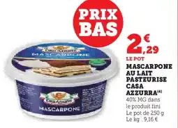 U Express CASA AZZURRA Mascarpone au lait pasteurise offre