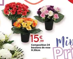 Maxi Bazar Composition 24 boutons de rose offre
