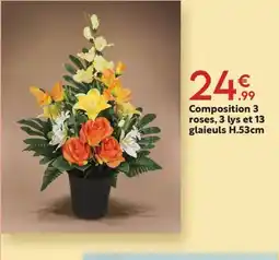 Maxi Bazar Composition 3 roses, 3 lys et 13 glaieuls offre