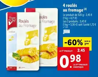 Lidl 4 roulés au fromage offre