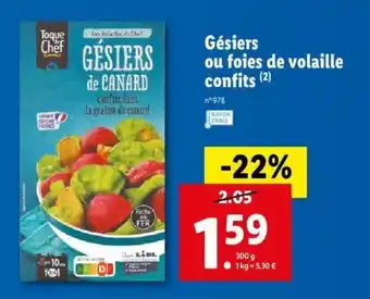 Lidl Gésiers ou foies de volaille confits offre