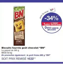 Monoprix BN Biscuits fourrés goût chocolat offre
