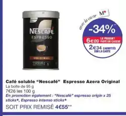 Monoprix NESCAFÉ Café soluble Espresso Azera Original offre