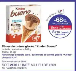 Monoprix KINDER BUENO Cônes de crème glacée offre