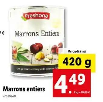 Lidl Marrons entiers offre