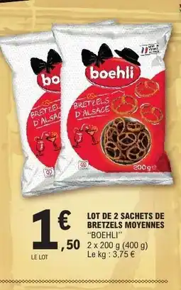 E.Leclerc LOT DE 2 SACHETS DE BRETZELS MOYENNES BOEHLI offre