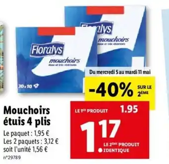 Lidl Mouchoirs étuis 4 plis offre