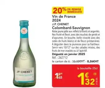 Vin de france 2024 j.p. chenet colombard-sauvignon