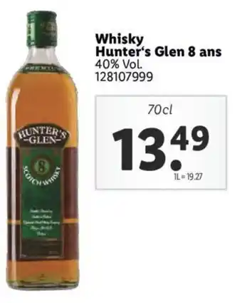 Lidl Whisky hunter's glen 8 ans offre
