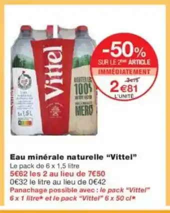 Monoprix VITTEL Eau minérale naturelle offre