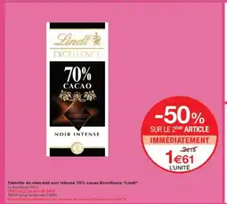 Monoprix LINDT Tablette de chocolat noir intense 70% cacao Excellence offre
