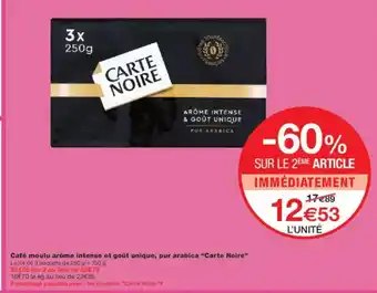 Monoprix CARTE NOIRE Café moulu arôme intense et goût unique, pur arabica offre