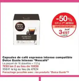 Monoprix NESCAFÉ Capsules de café espresso intenso compatible Dolce Gusto Intenso offre