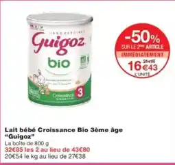 Monoprix GUIGOZ Lait bébé Croissance Bio 3ème âge offre