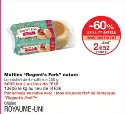 Monoprix REGENT'S PARK Muffins nature offre