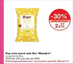 Monoprix MANDY'S Pop corn sucré salé Bio offre