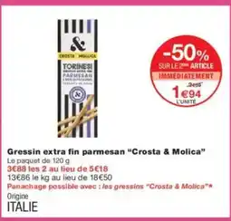 Monoprix CROSTA & MOLICA Gressin extra fin parmesan offre