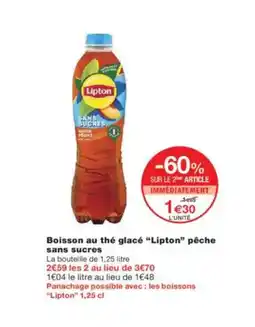 Monoprix LIPTON Boisson au thé glacé pêche sans sucres offre