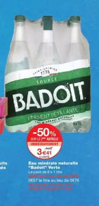 Monoprix BADOIT Eau minérale naturelle Verte offre