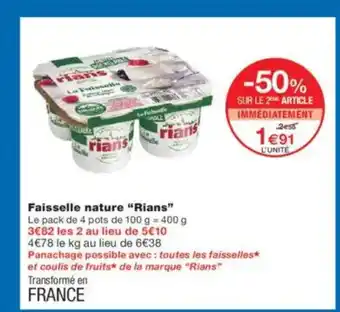 Monoprix RIANS Faisselle nature offre