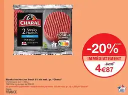 Monoprix CHARAL Steaks hachés pur bœuf 5% de mat. gr. offre