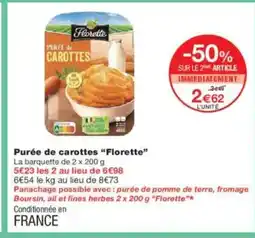Monoprix FLORETTE Purée de carottes offre