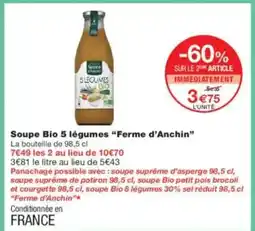 Monoprix FERME D'ANCHINS Soupe Bio 5 légumes offre