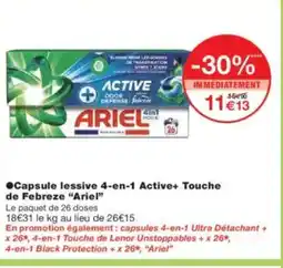 Monoprix ARIEL Capsule lessive 4-en-1 Active+ Touche de Febreze offre