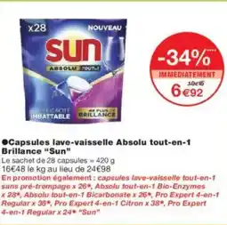 Monoprix SUN Capsules lave-vaisselle Absolu tout-en-1 Brillance offre