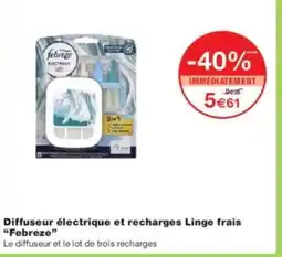 Monoprix FEBREZE Diffuseur électrique et recharges Linge frais offre