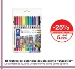 Monoprix STAEDTLER 12 feutres de coloriage double pointe offre