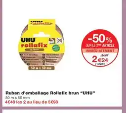 Monoprix UHU Ruban d'emballage Rollafix brun offre