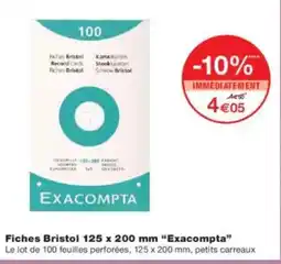 Monoprix EXACOMPTA Fiches Bristol 125 x 200 mm offre
