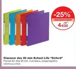 Monoprix OXFORD Classeur dos 30 mm School Life offre