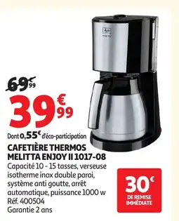 Auchan Cafetière thermos melitta enjoy ii 1017-08 offre