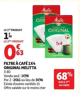 Auchan MELITTA Filtre à café 1x4 original offre