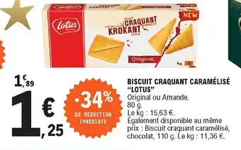 E.Leclerc Biscuit craquant caramélisé "lotus" offre