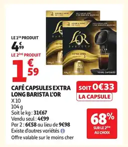 Auchan L'OR Café capsules extra long barista offre