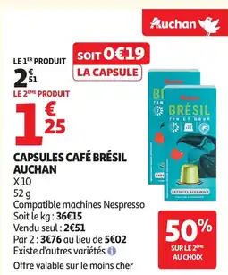 Auchan AUCHAN Capsules café brésil offre